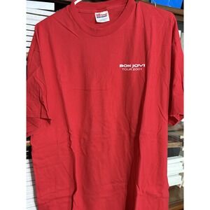 Bon Jovi 2001 Local Crew Tour/Concert T-Shirt Red, Cleveland, Vintage, Original